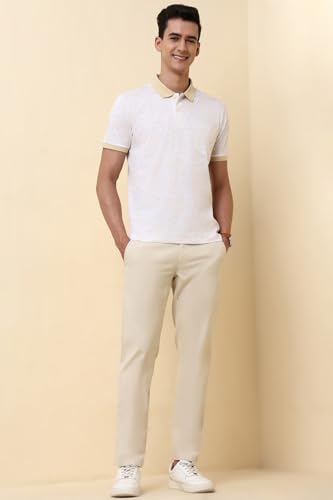 Allen Solly Men White Print Polo Neck T-Shirt