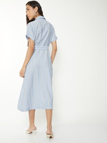 Max Women Striped Shirt Dress (Blue_S)