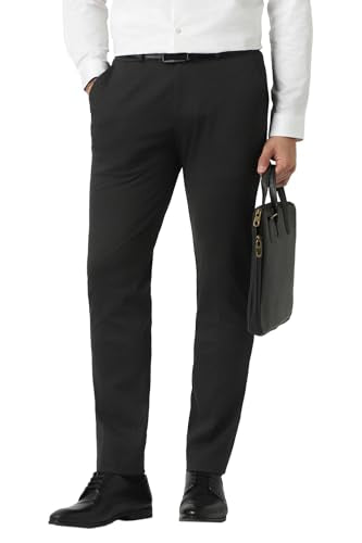 Men Black Solid Formal Trousers