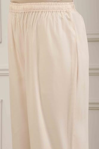 Biba Women Beige Viscose Blend Straight Suit Set_46