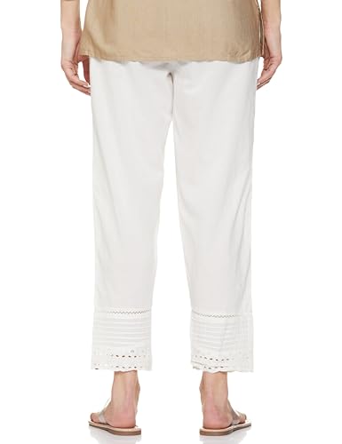 BIBA Women Solid Bottom Wear(Bottom W14907_Off White_M) | Fit Type: Regular Fit