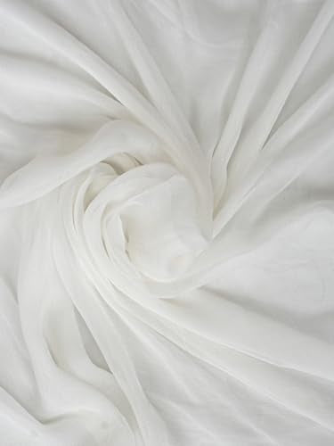 Ada Hand Embroidered Lucknowi Chikankari Unstitched Crepe Dress Material Suit Piece with Dupatta for Women 08A500843 White