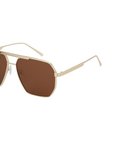 Carlton London Gold Toned with Brown Polarised Lens Oversized Sunglass for mens
