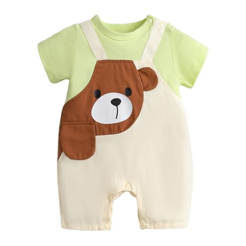 Hopscotch Baby Unisex Animal Print Short Sleeves Cream Rompers For Ages (12-18 Months)