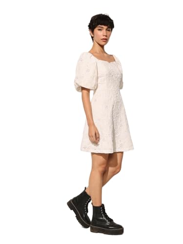 ONLY Women's Fit and Flare White Dress