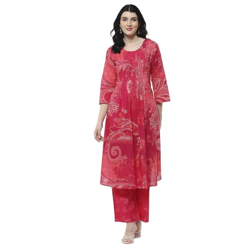Biba Women's Cotton Kurta Set (SKDPAPSN10685SS25PNK_Pink