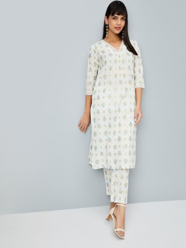 Max Women's Cotton Blend Kurta Set (CTKST54058_Off White