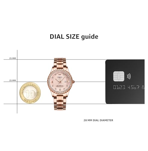 NIBOSI Women Watches Analogue Stainless Steel Wrist Watches Watches for Women's & Girls&Miss&Ladies Rose Gold Dial Gold Band Watch with Stylish Diamond Studded Watches