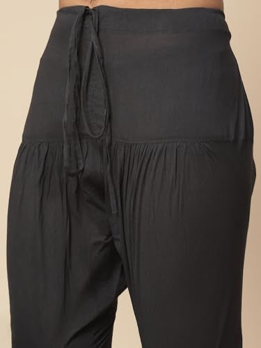 Aarke Ritu Kumar Black Floral Print Kurta With Churidar And Dupatta