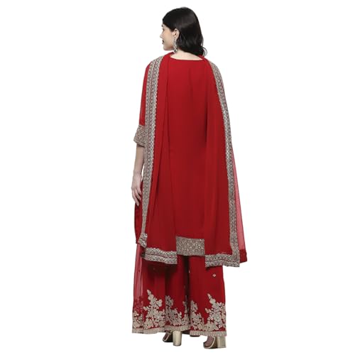Biba Women's Polyester Kurta Set (SKDMEWAR10864SS25RED_Red