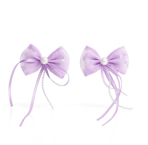 Kids Cat Eye Sunglasses with Lavender Hair Bow Clips Combo for Girls | UV Protection Stylish Accessory Set of 2