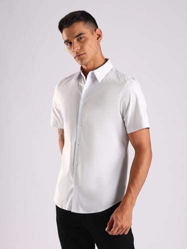 Calvin Klein Jeans Men's Solid Slim Fit Shirt (4LB147G065_Lilac Hint