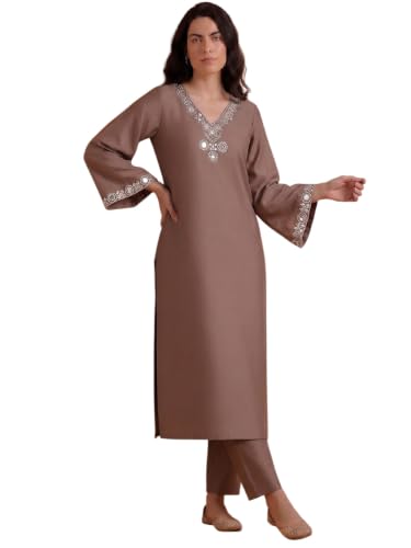 Varanga Mirror Embroidered Thread Work Straight Kurta