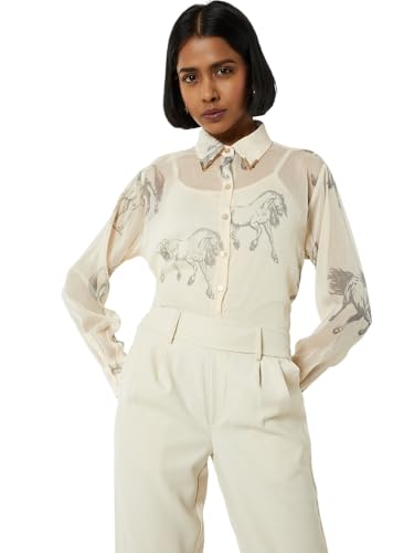 Max Women Woven Shirt with Camisole (Off White_M)