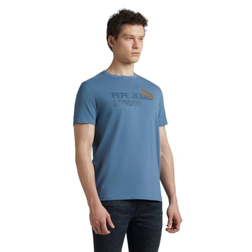 Pepe Jeans Men's Slim Fit T-Shirt (PM509858_BLUEING Blue_Bluing