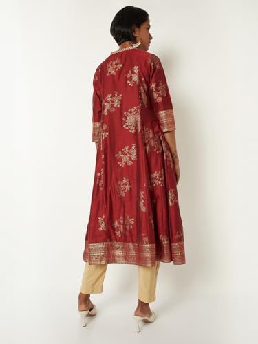 Max Women Floral Print Kalidar Kurta(Red_XL)