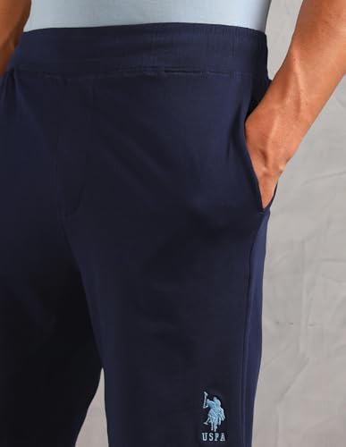 U.S. Polo ASSN. Mens Solid Cotton Sleep Sets(Dusty Blue| Navy XL