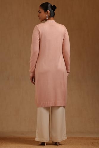 Soch Womens Peach Acrylic Knitted Winter Shrug