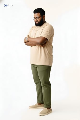 BRATMAZ Plus Size Men's Cotton T-Shirt, Beige, Crew Neck, Half Sleeve, Classic Fit, Casual Wear (in, Alpha, 5XL, Plus)