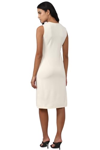 Van Heusen Women's Polyester Shift Knee-Length Dress (VWDRERGFD03275_Cream