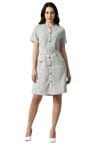 Women White Textured Formal Dress