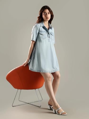 Tommy Hilfiger Cotton Spread Collar Denim Dress
