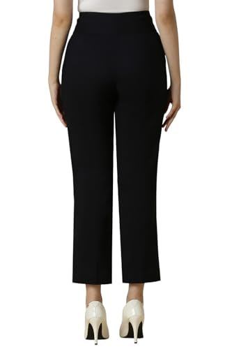 Allen Solly Women Black Regular Fit Solid Formal Trousers