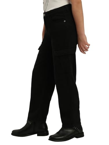 VERO MODA Girl Mid Rise Wide Leg Black Jeans