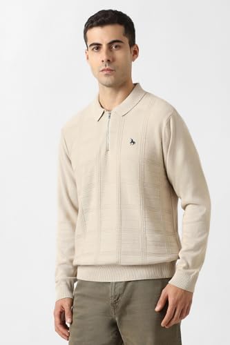 Men Beige Textured Sweater