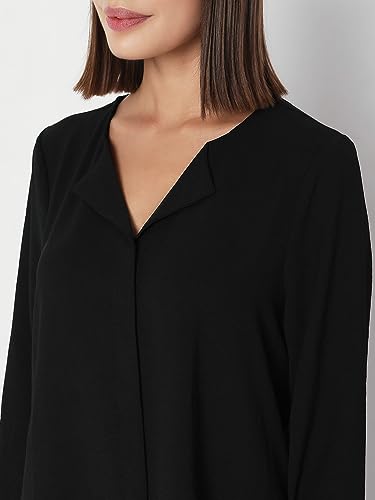 VERO MODA Women Solid Polyester Regular Fit Black Shirt