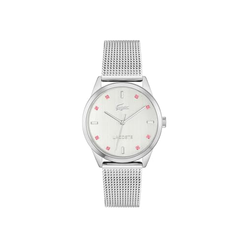 Lacoste Gemala Qtz Basic Silver White Round Dial Women's Watch|Stainless Steel Material|Multi Color Band - 2001342