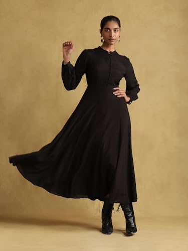 Ritu Kumar Black Embroidered Dress with Gilet