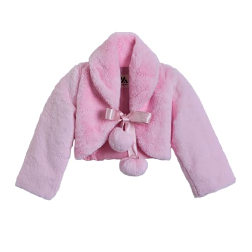 Hopscotch Girls Full Sleeves Pink Fur Pom Pom Embellished Jacket For Ages(2-3 Years)