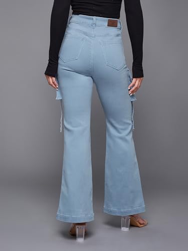 Miss Chase Women's Bootcut High Rise Clean Look Regular Stretchable Denim Jeans (MCAW25DEN62-55-446-34, Frost Blue, 34)
