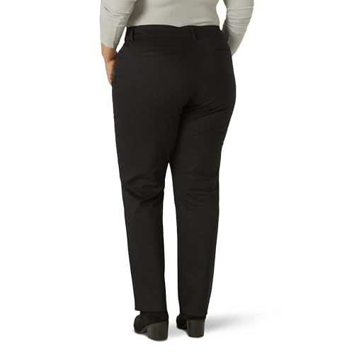 Lee Women's Plus Size Wrinkle Free Relaxed Fit Straight Leg Pant, Black, 20W Medium
