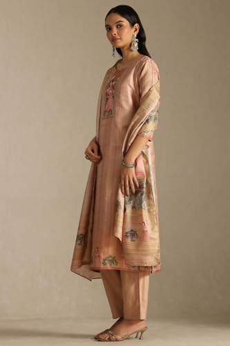 Soch Women's Art Silk Kurta Suit Set (CWA5CD22247_Peach