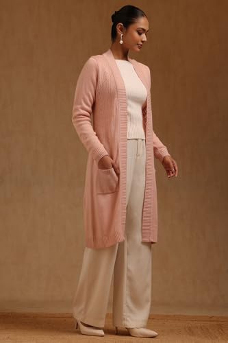 Soch Womens Peach Acrylic Knitted Winter Shrug