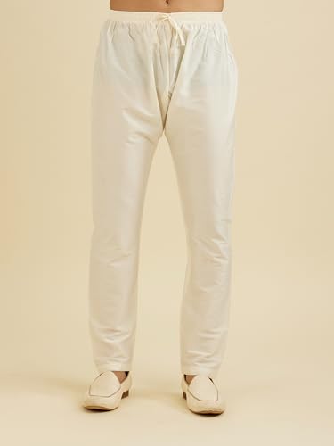 Manyavar Men's Art Silk Embroidered & Sequined Kurta Set (Peach,XXL)