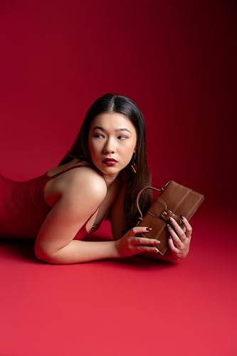 eske Eloise Genuine Leather Womens Satchel (Dark Tan)