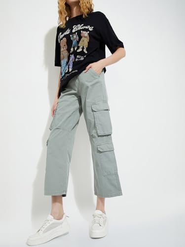 Max URB_N Women Solid Cargo Trousers (Grey_28)