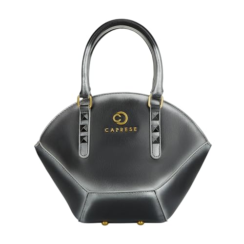 Caprese Dee Medium Satchel Handheld Bag for Women with Adjustable & Detachable Strap | Premium Metal Logo & Back Zipper Pocket | Stylish and Functional Design | Perfect for Daily Use (Black)
