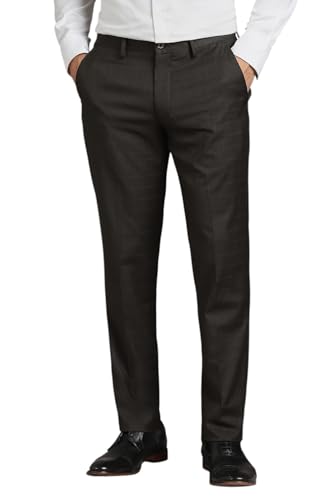 Louis Philippe Men Charcoal Textured Flat Front Formal Trousers