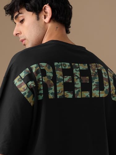 The Souled Store Freedom: Legacy Men and Boys Short Sleeves Round Neck Graphic Printed Heavy Gauge Fabric Cotton Streetwear Cotton Oversized T-Shirt