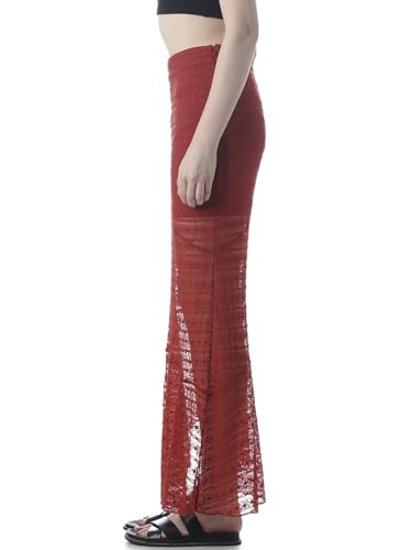 ONLY Women's Self Design Regular Fit High-Rise Red Skirt