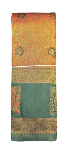 SREE KUMARAN Women's Kanchipuram Kubera Brocade Silk Pure Pattu Sarees With Blouse