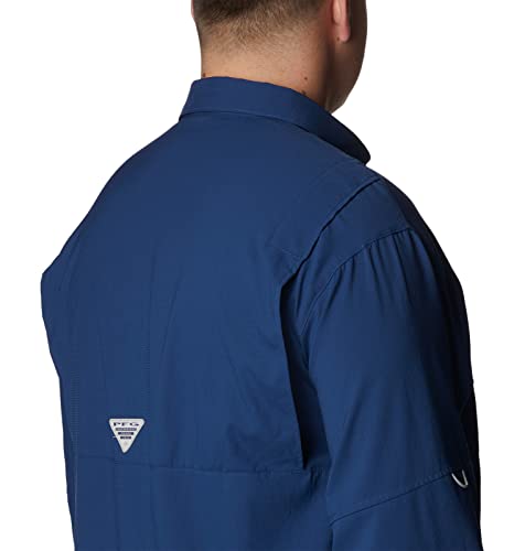 Columbia Men Navy Blue Omni Wick Tamiami II Long Sleeve Hiking | Trekking | Camping | Safari Shirt, XL