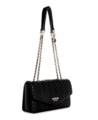 Guess Women's Black Quilted Crossbody Bag| Ladies Purse Handbags | Gift For Ladies