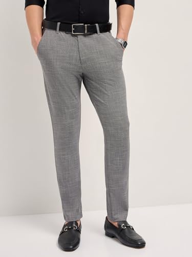 THE BEAR HOUSE Men's Black Slim Fit Formal Trouser