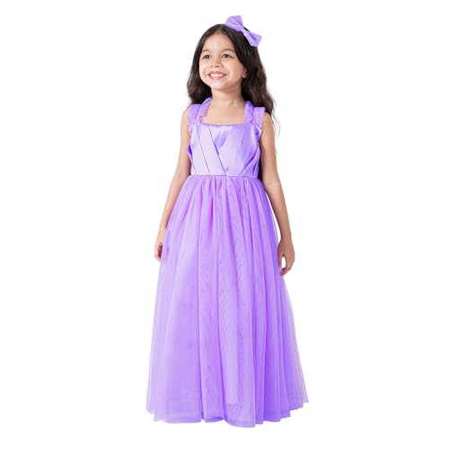 Hopscotch Girls Purple Sleeveless 3D Butterfly Applique Ruffled Gown for Age (5-6 Years)