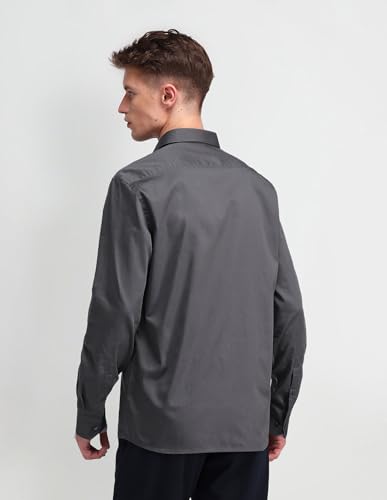 Arrow Men's Grey Solid - Cutaway Collar Full Sleeves Formal Shirt with Chest Pocket | Cotton Fabric | Slim Fit